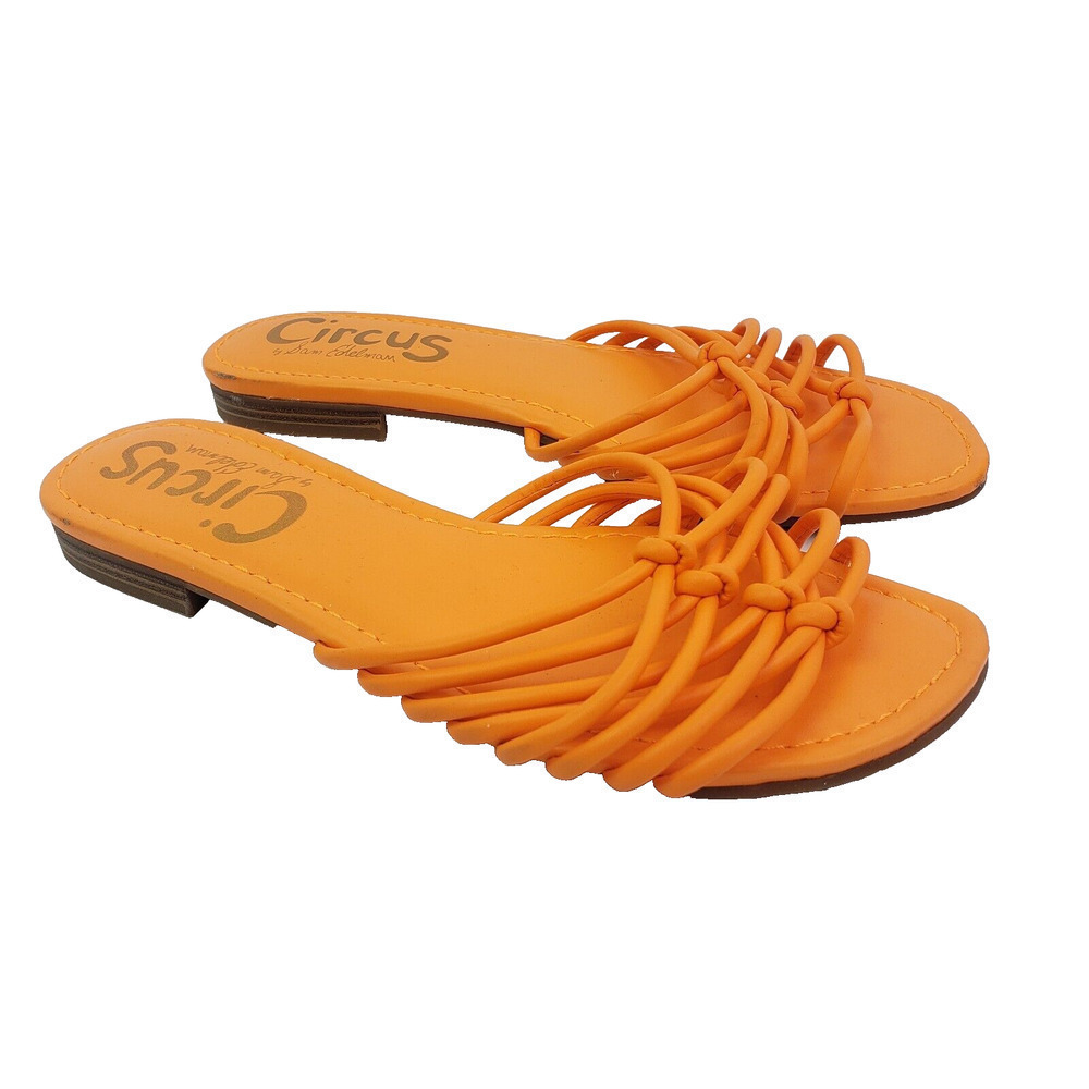Sam Edelman Circus Brady Womens Size 5-6M Neon Orange Strappy Slide Sandals